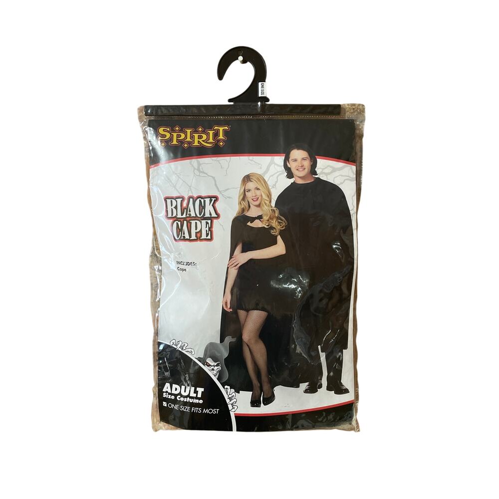 Spirit Halloween Black Cape Adult One Size Fits Most Vampire Witch Costume